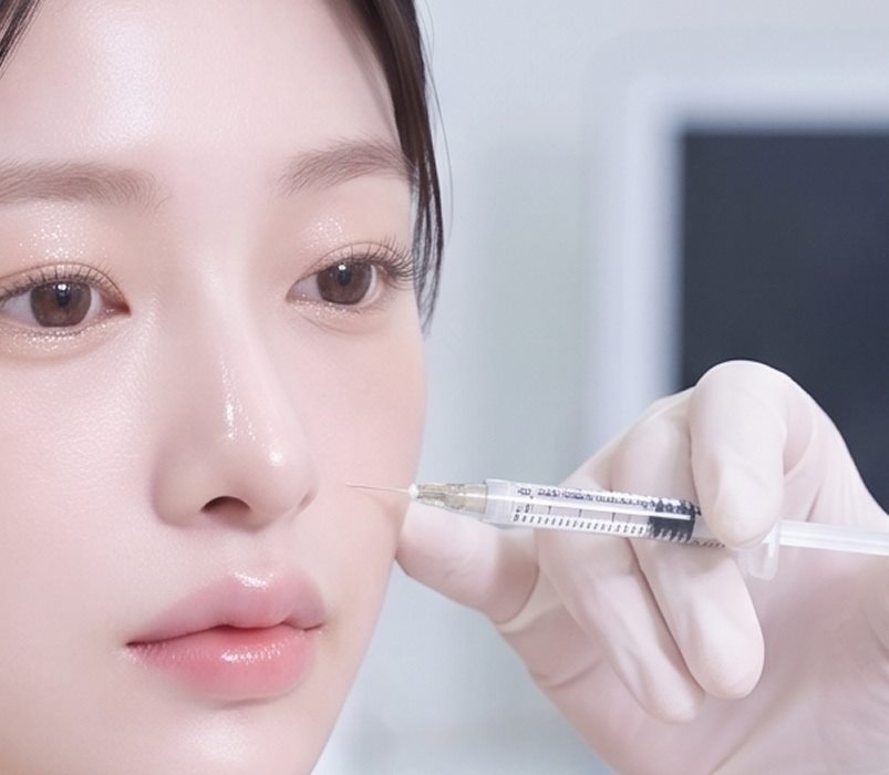 리팟 시술 부위에 재생 약침을 주입하는 모습